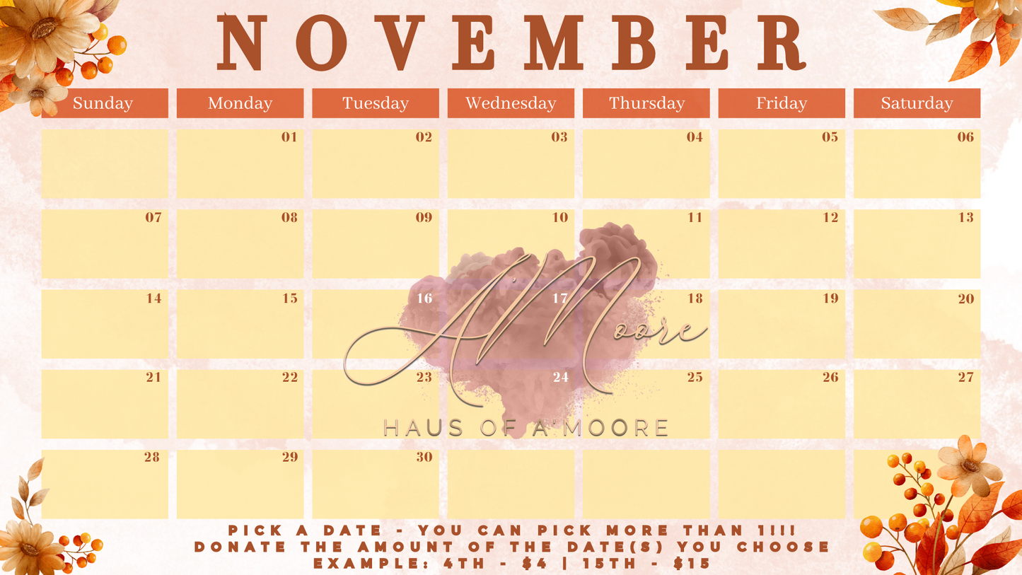 Calendar Fundraiser - Donate to Haus of A'Moore